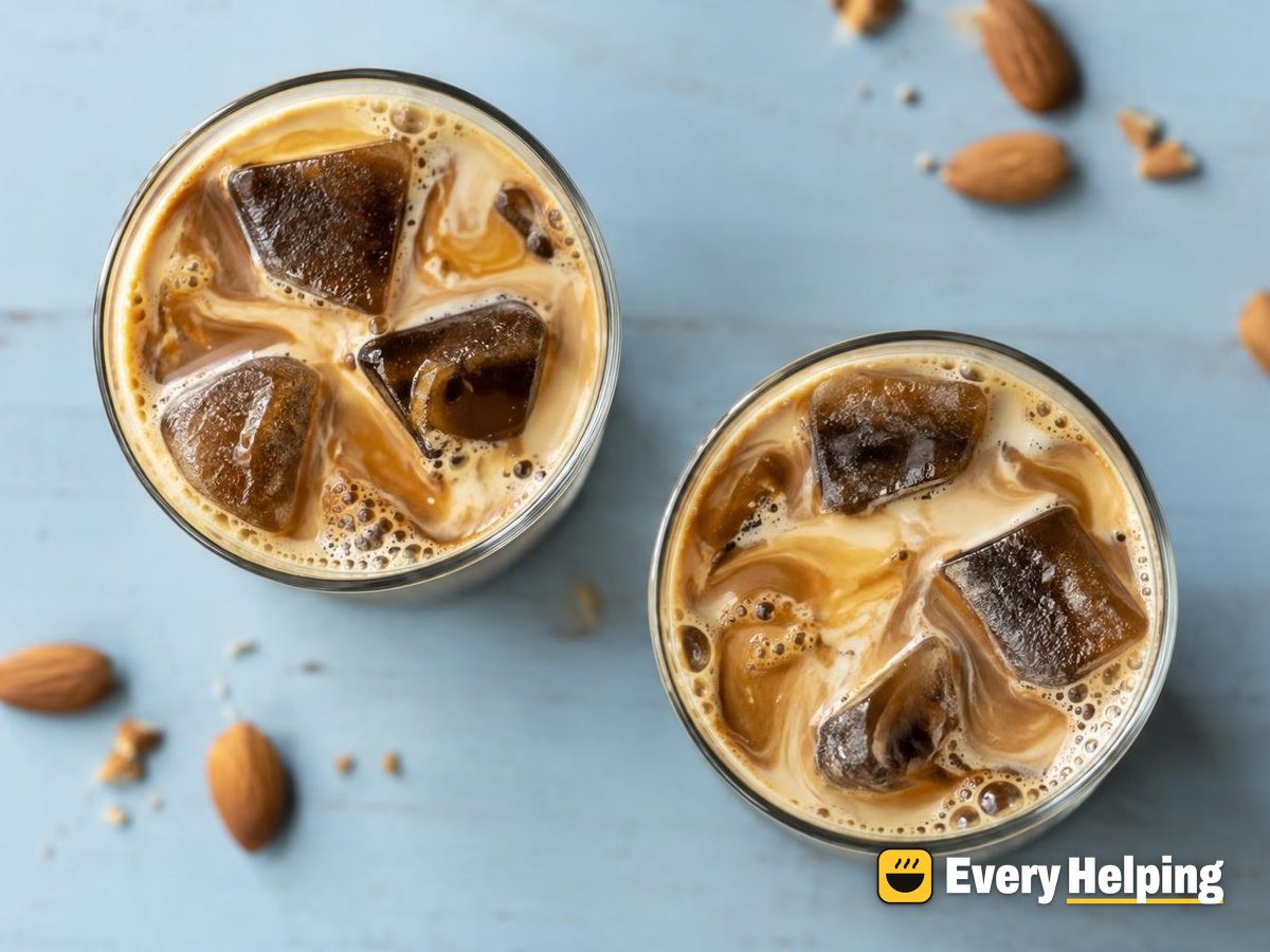 Toasted Almond Iced Latte with Coffee Ice