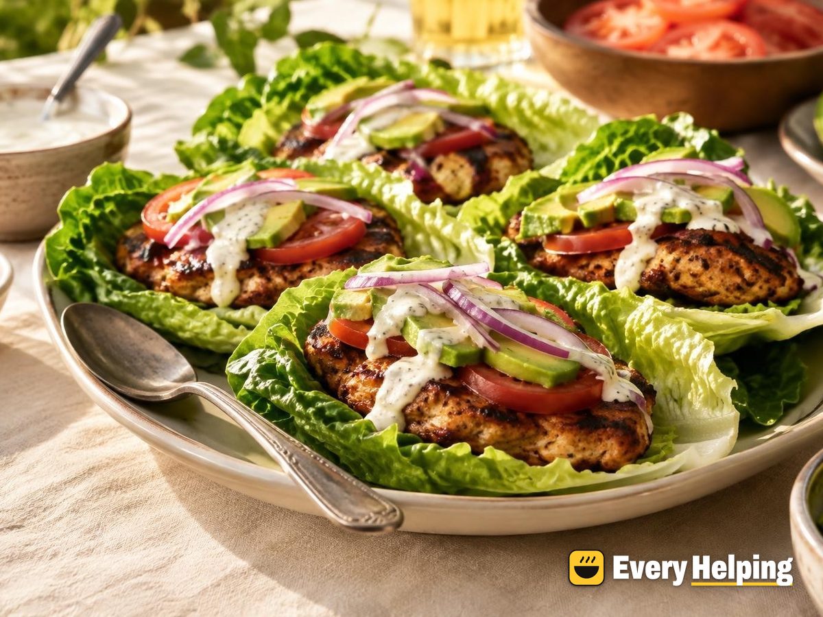 Grilled Chicken Thigh Burgers in Lettuce Wraps