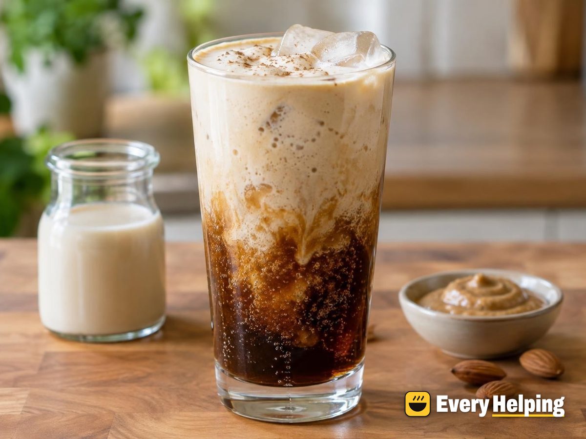 Sparkling Vanilla Americano with Cardamom Almond Cream