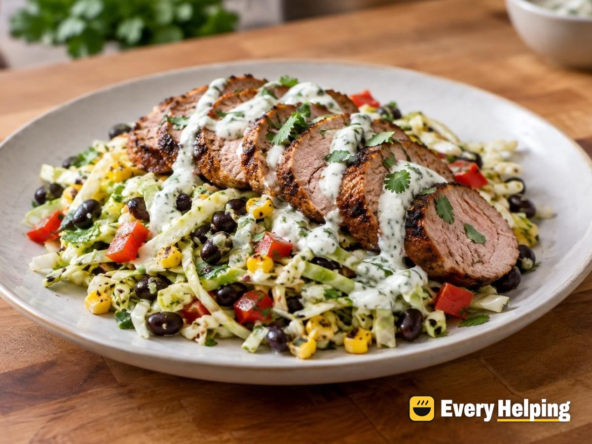 Smoky Pork Tenderloin and Black Bean Cabbage Slaw