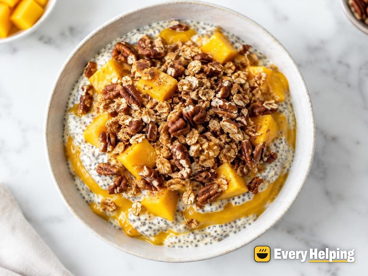 Mango Chia Pudding Parfait with Pecan Oat Crunch