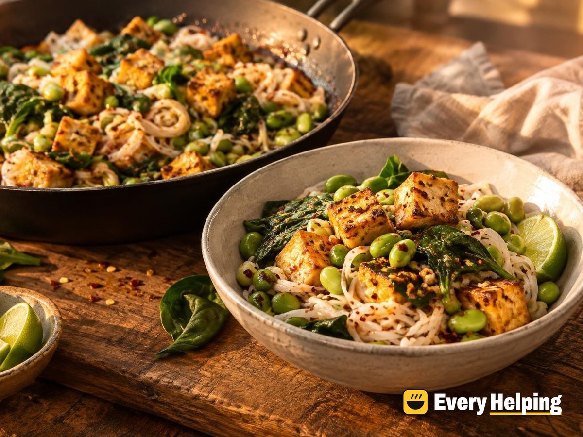Crispy Tofu Garlic Oil Noodle Bowls