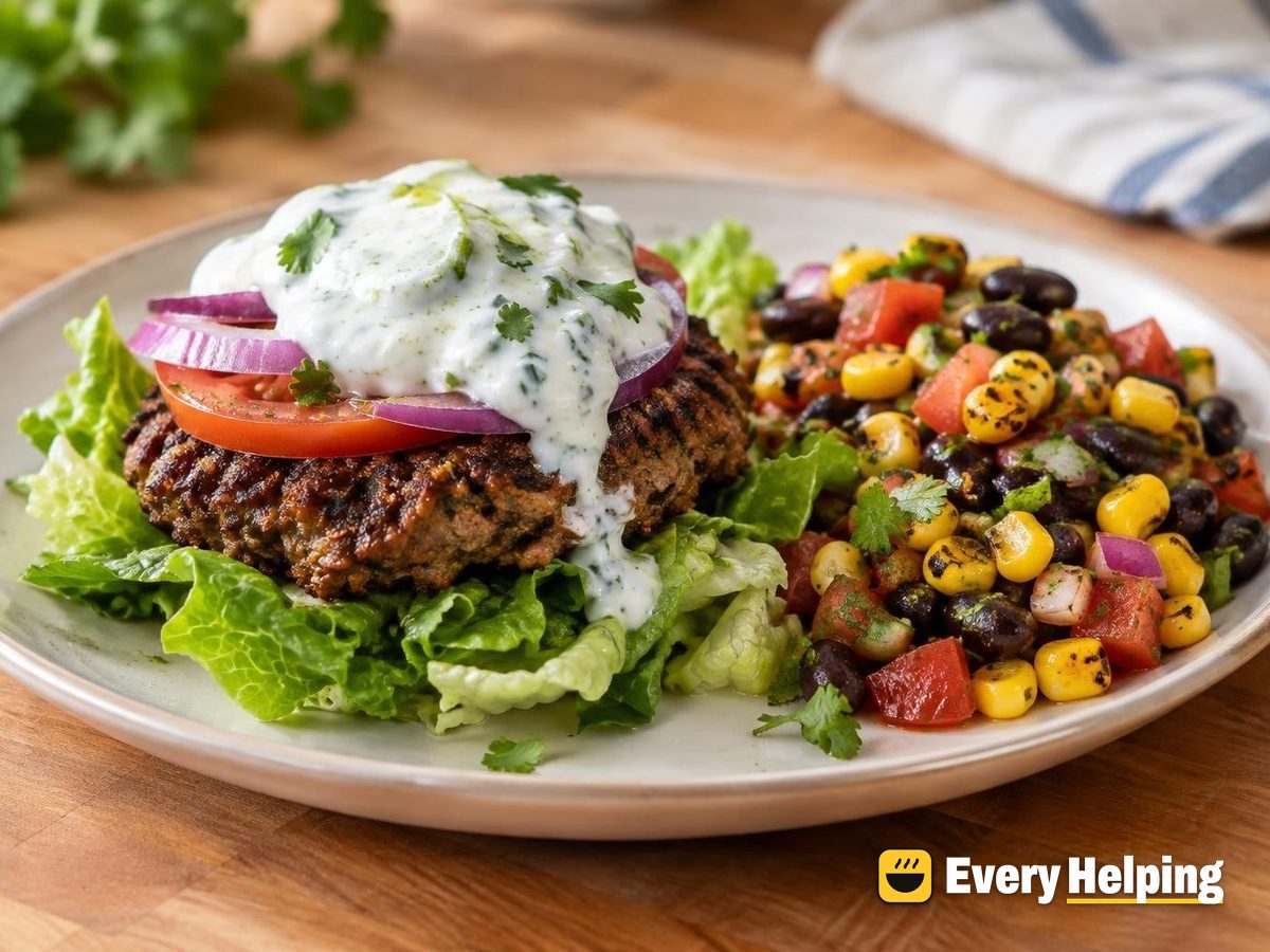 Southwest Turkey Smash Burgers with Corn Salad