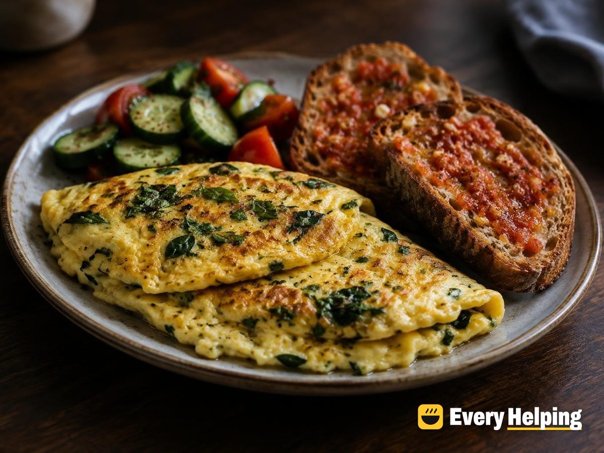 Herbed Folded Omelets with Tomato-Rubbed Toast