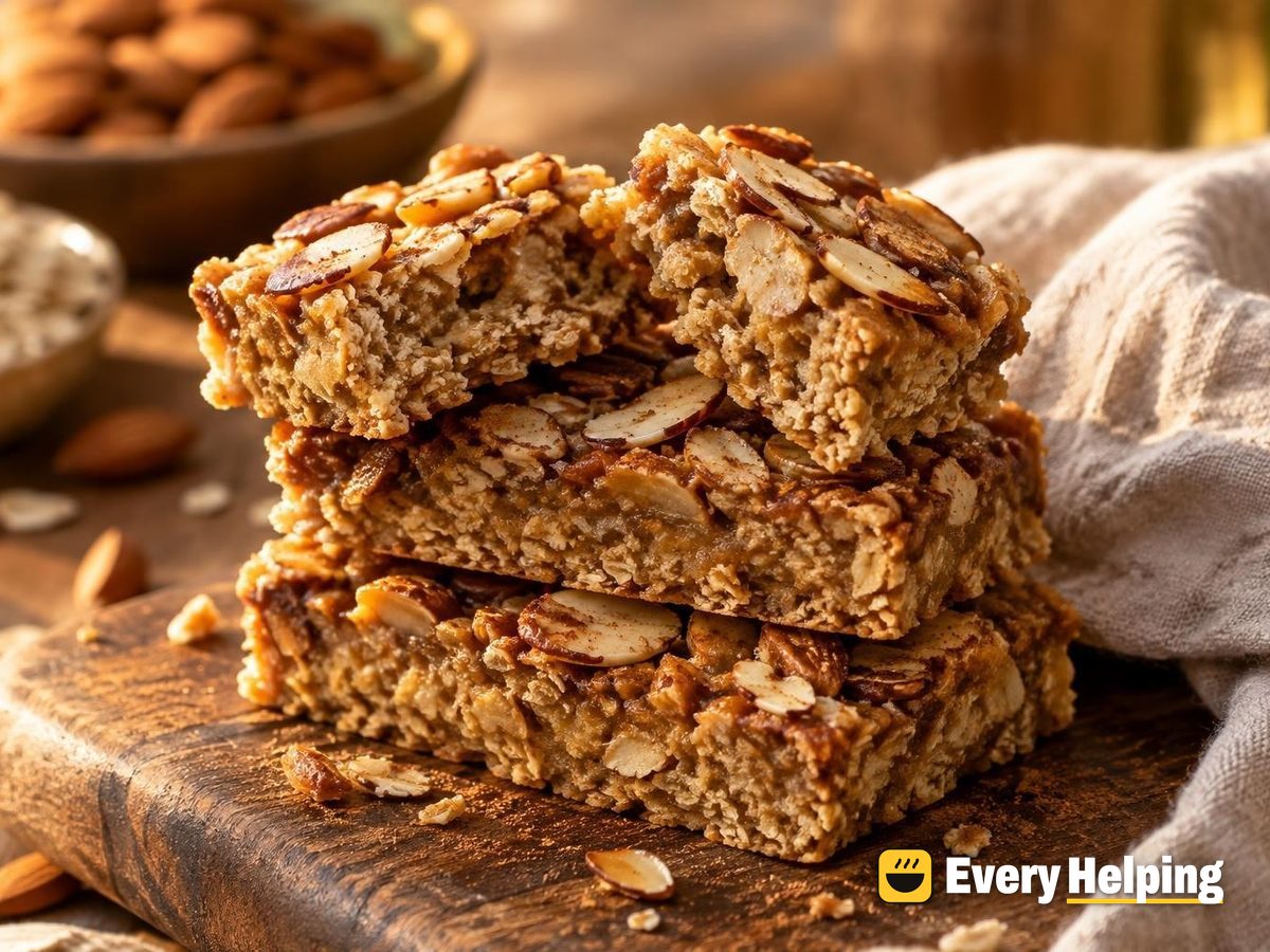 Peanut Butter Oat Bars with Almond Crunch Topping