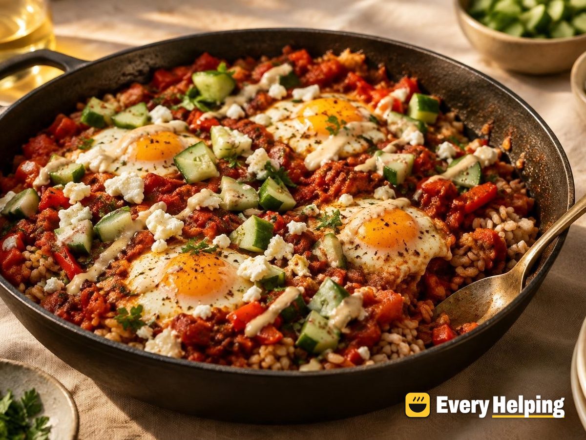 Shakshuka-Style Egg and Brown Rice Bowls