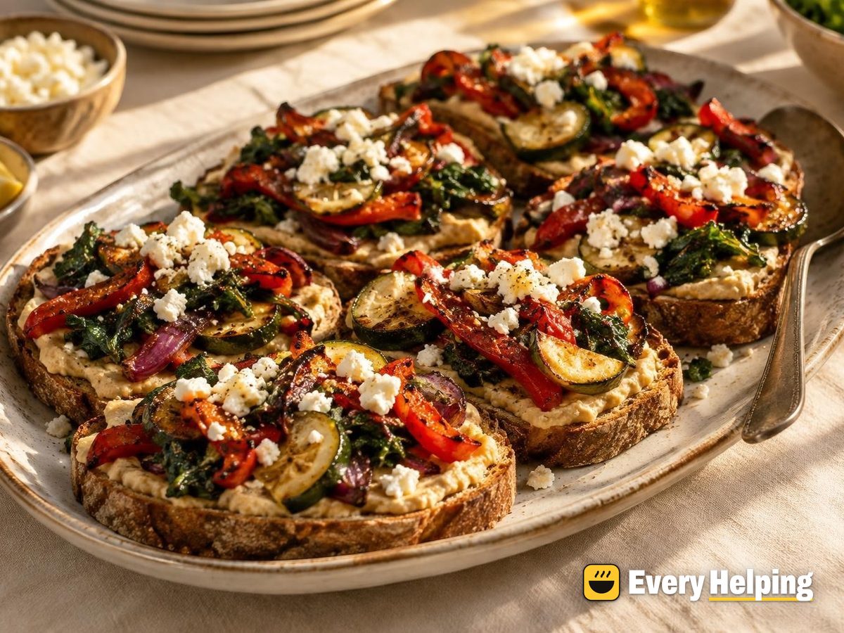 Roasted Pepper and Zucchini Hummus Melts