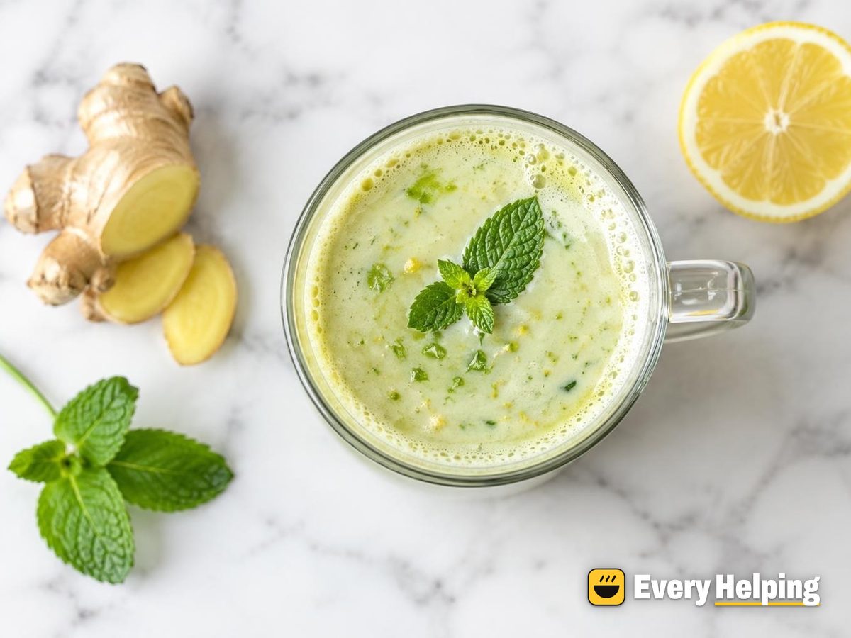 Lemony Ginger Green Tea Latte with Mint