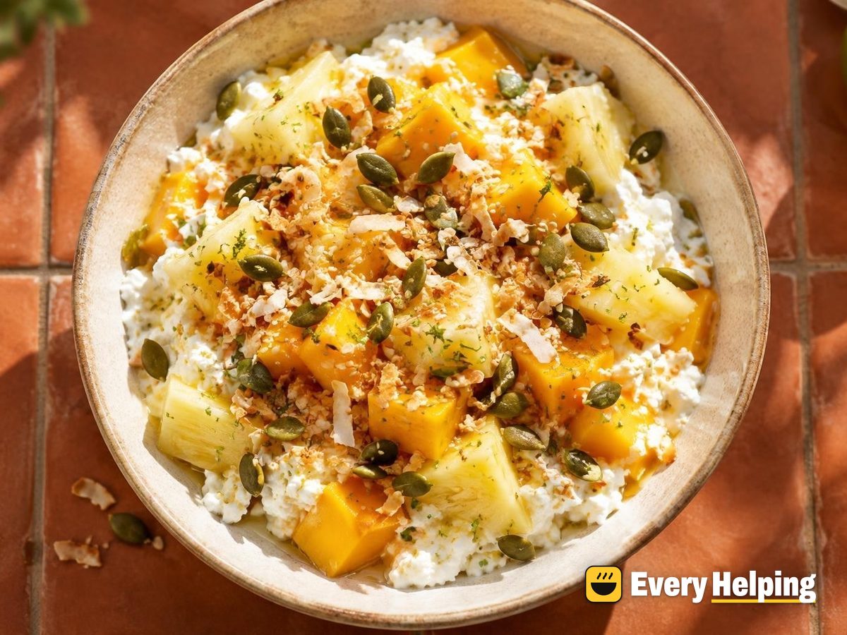 Tropical Mango Pineapple Cottage Cheese Parfait