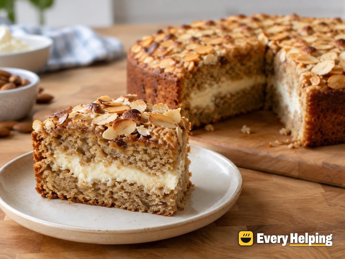 Almond Butter Snack Cake with Vanilla Ribbon