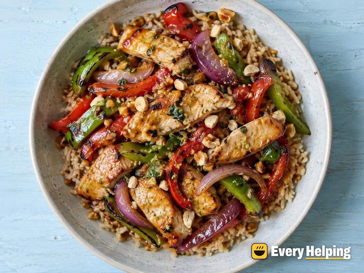 Lime Ginger Chicken with Charred Peppers