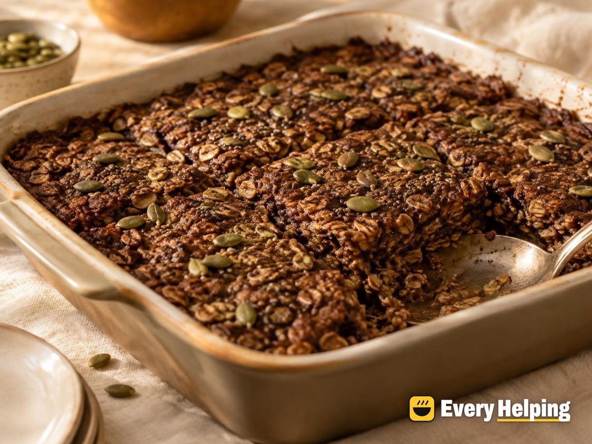 Cocoa Cinnamon Chia Baked Oat Squares