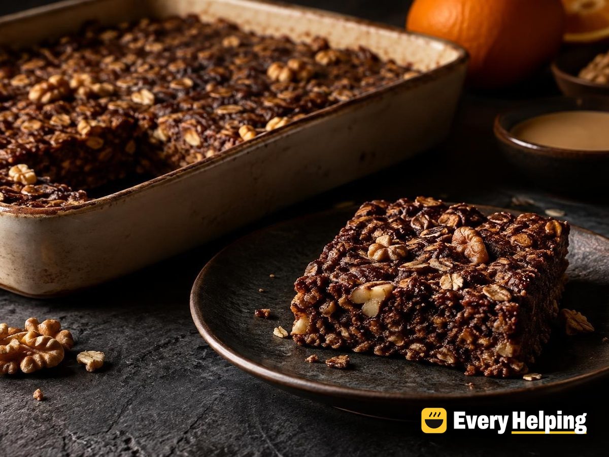 Baked Cocoa Walnut Tahini Oat Bars