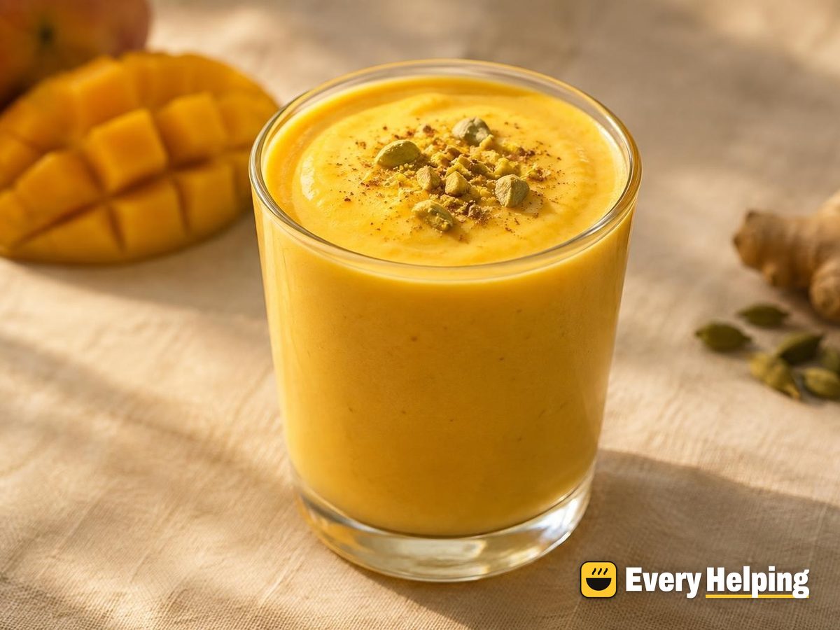 Ginger Cardamom Mango Soy Lassi
