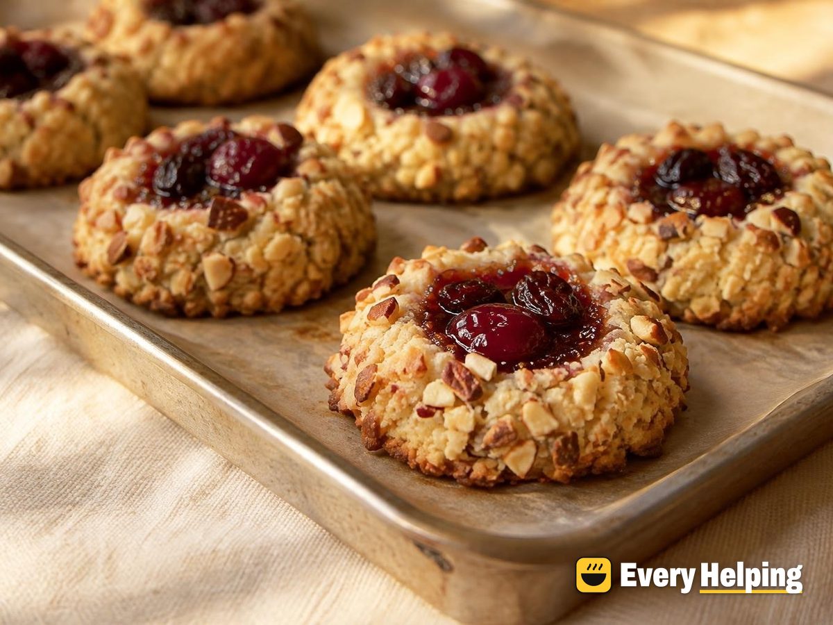 Toasted Almond Cherry Shortbread Thumbprints