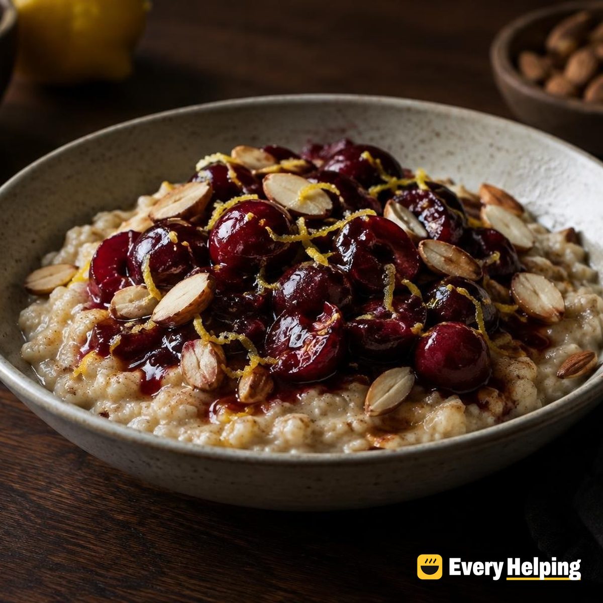 Cherry-Lemon Compote with Cardamom Oatmeal