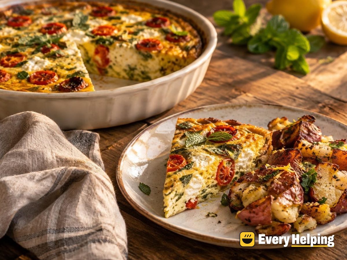 Ricotta-Mint Frittata with Lemony Smashed Potatoes