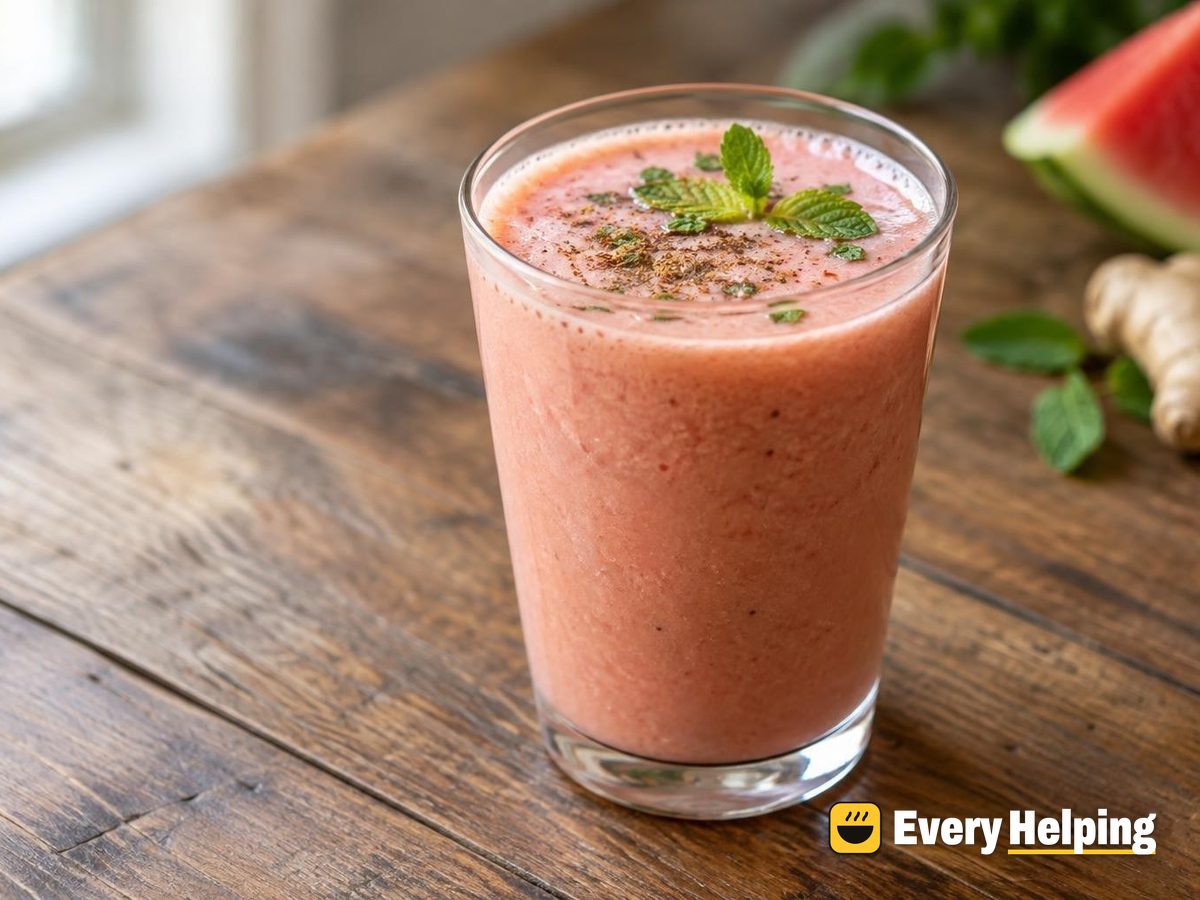 Salted Watermelon Ginger Lassi with Chaat Spice