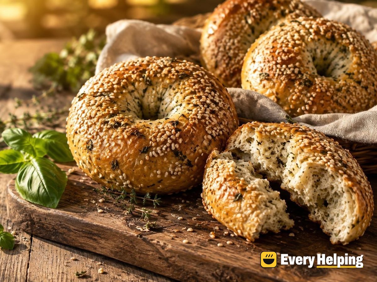 Herbed Spelt Bagels with Sesame Crust