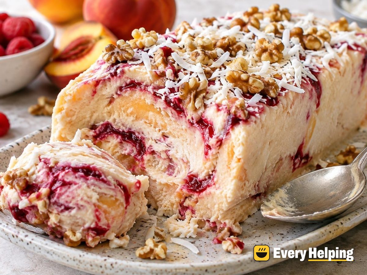 Peach Melba Banana Sorbet Loaf