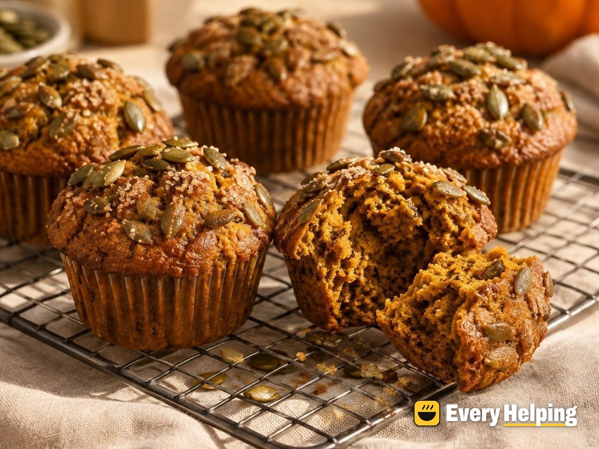Spiced Pumpkin Muffins with Pepita Tops