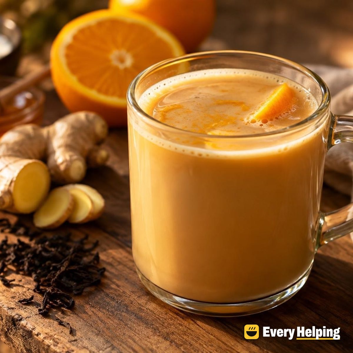 Ginger Black Tea Coconut Latte with Orange