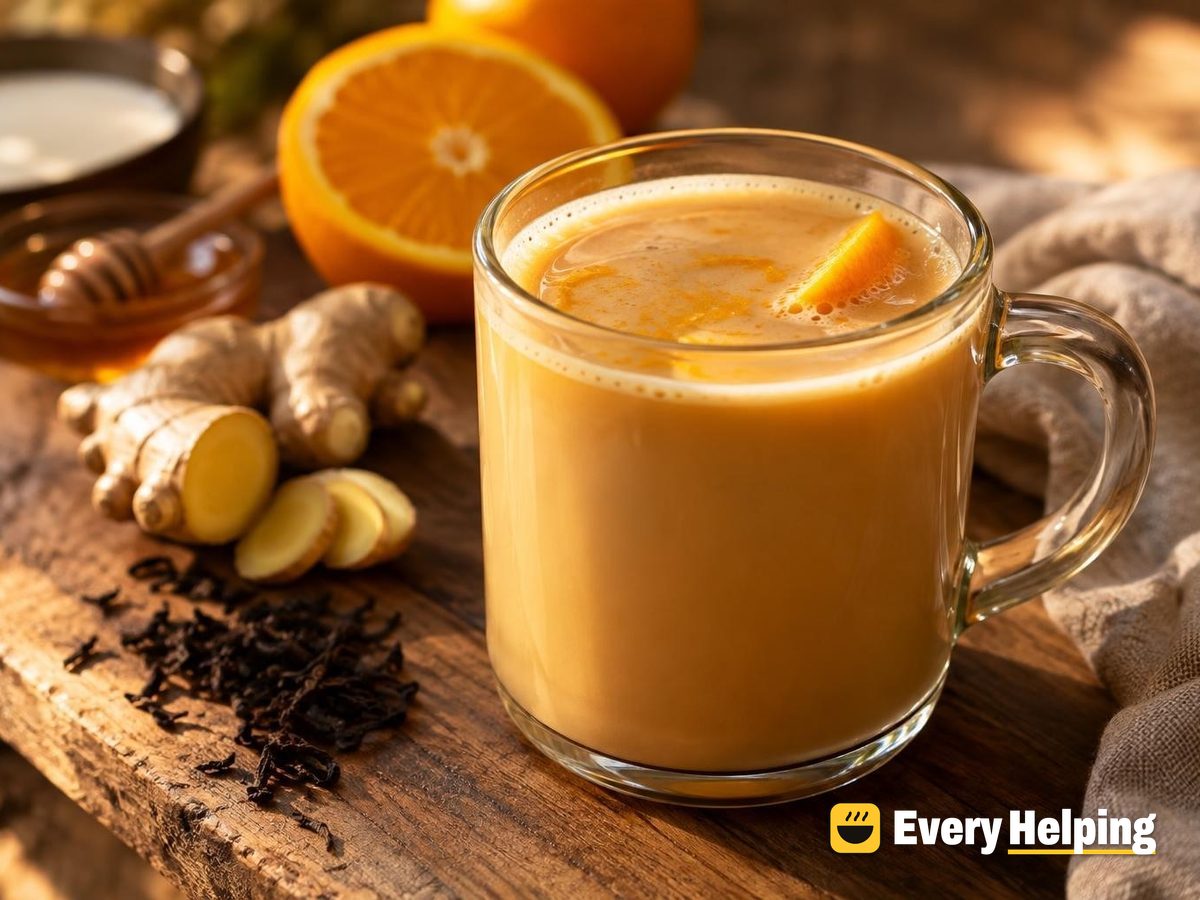 Ginger Black Tea Coconut Latte with Orange