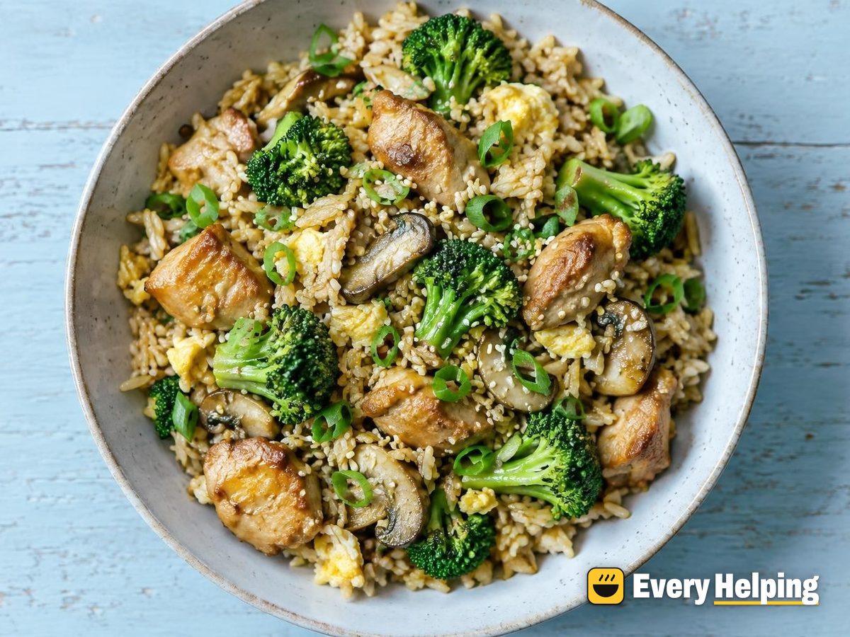 Ginger Garlic Chicken Fried Rice with Broccoli