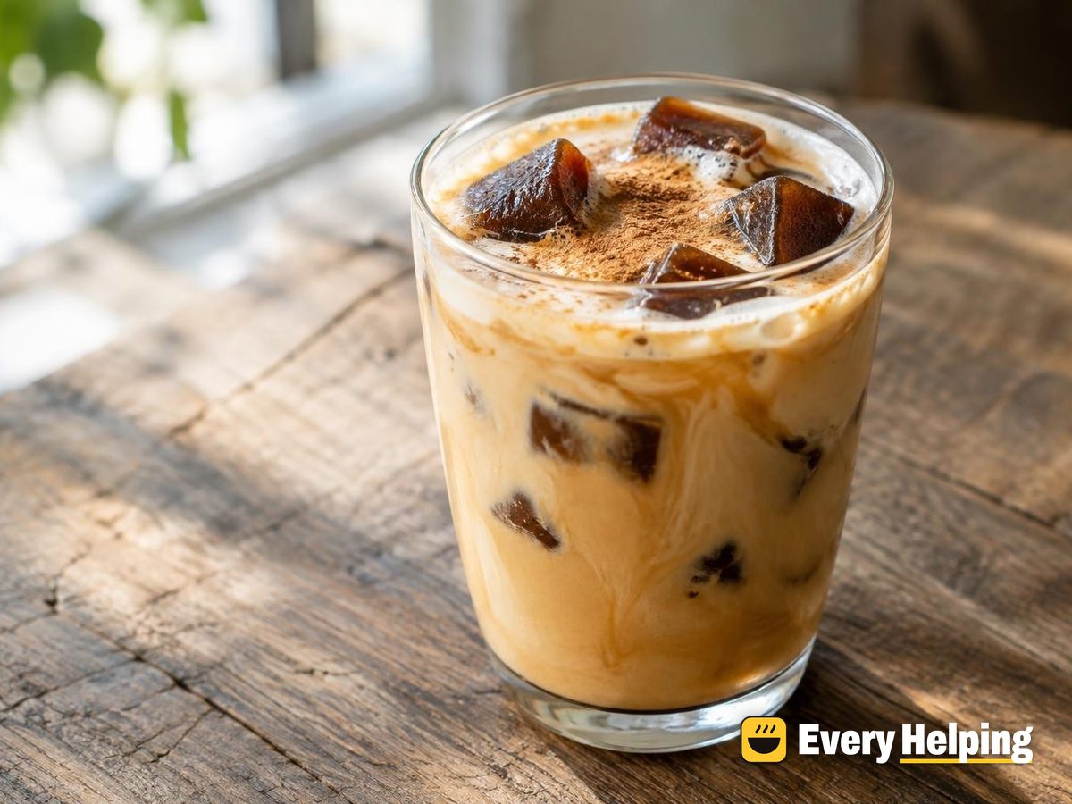 Iced Vanilla Cinnamon Almond Latte with Coffee Ice