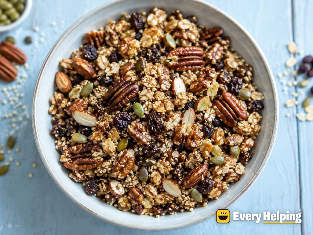 Skillet Maple Pecan Quinoa Nut Crunch