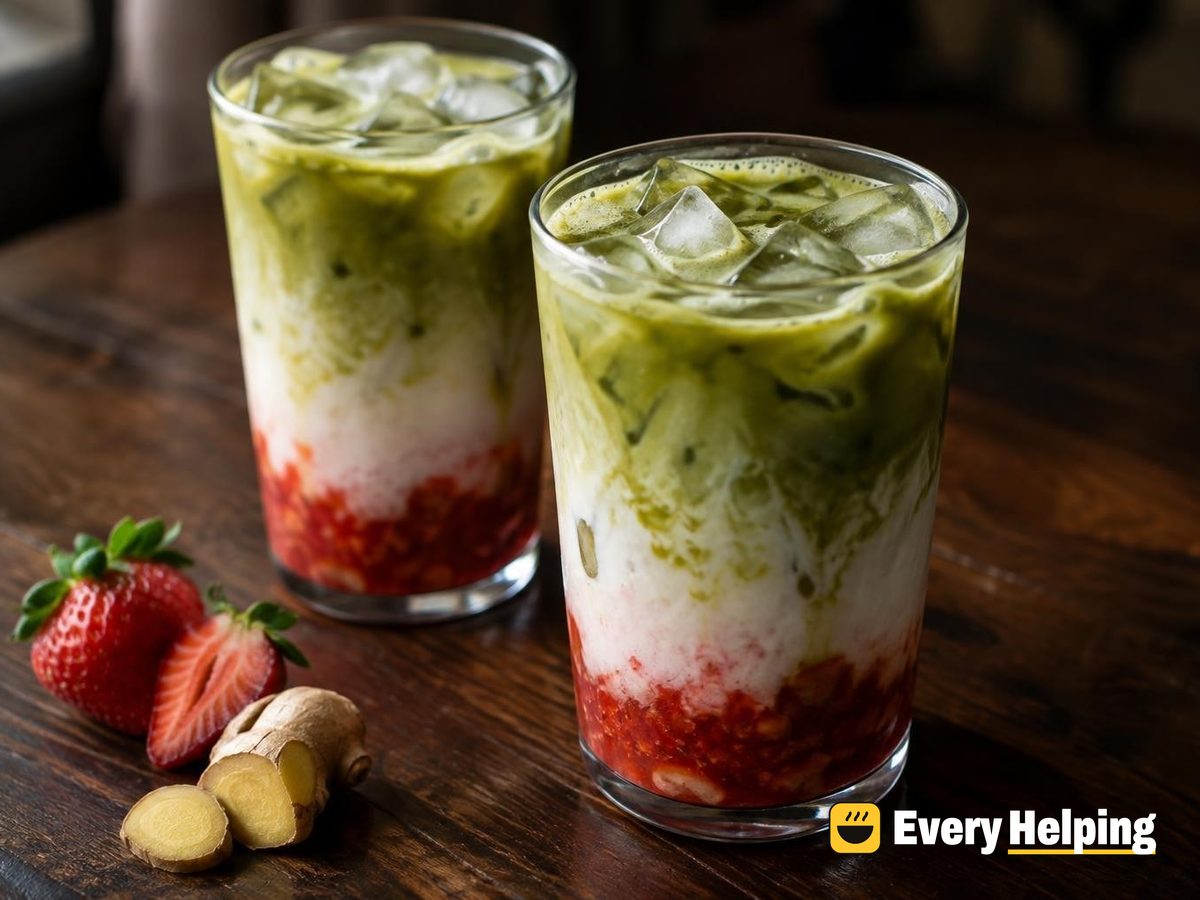 Iced Strawberry-Ginger Green Tea Latte
