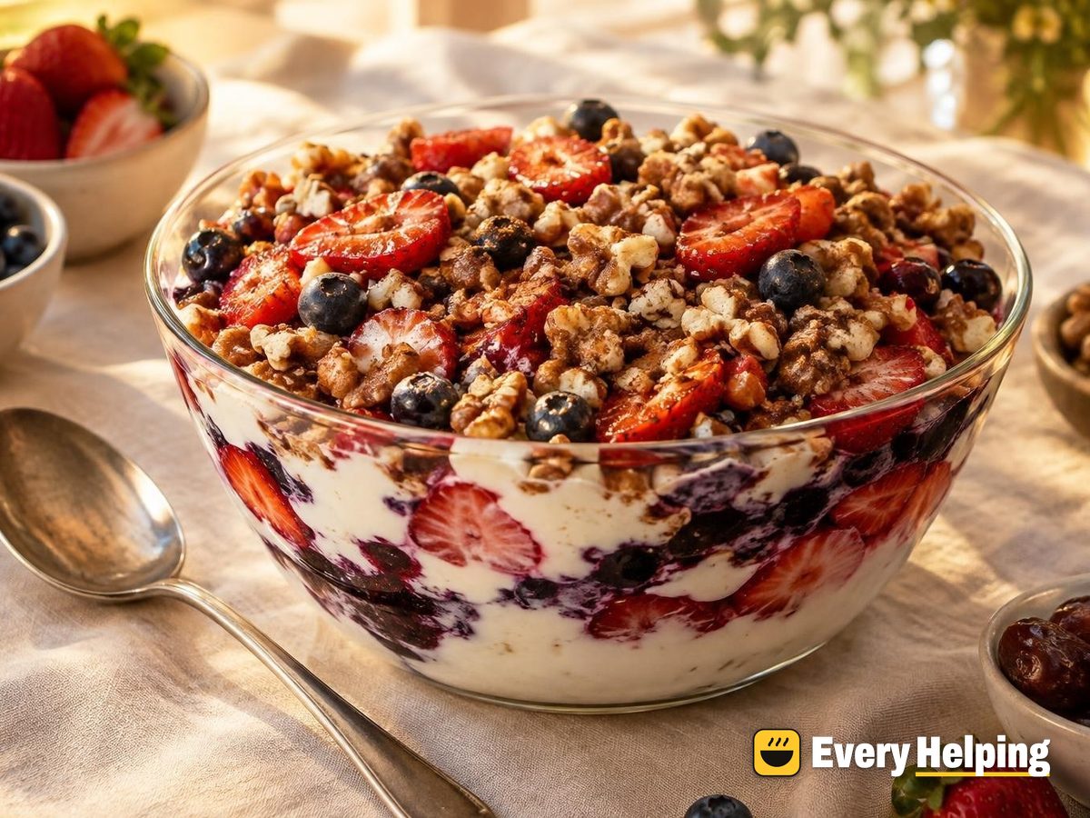 Cinnamon Walnut Blueberry-Strawberry Yogurt Parfaits