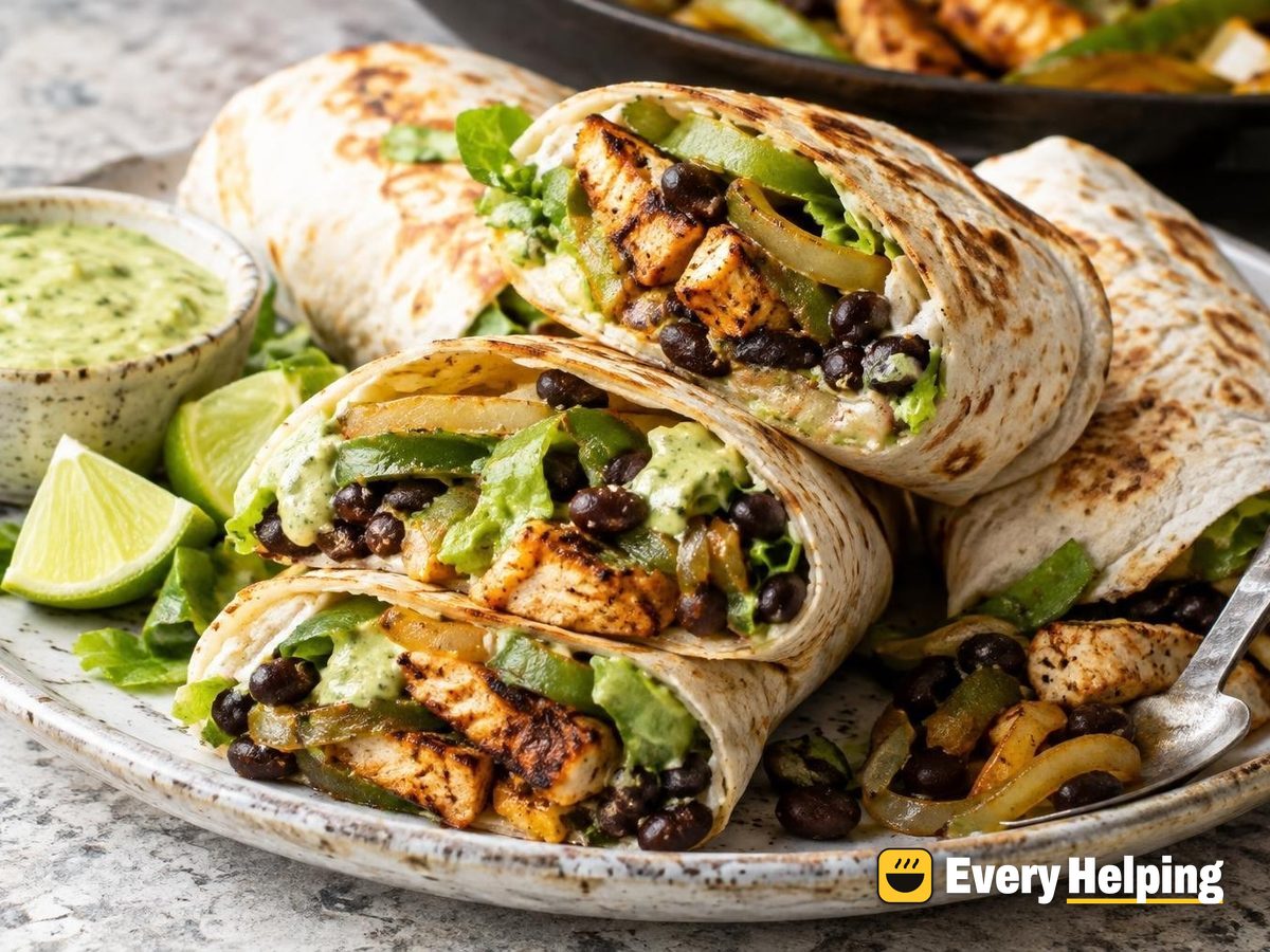 Smoky Chicken Thigh Fajita Burritos