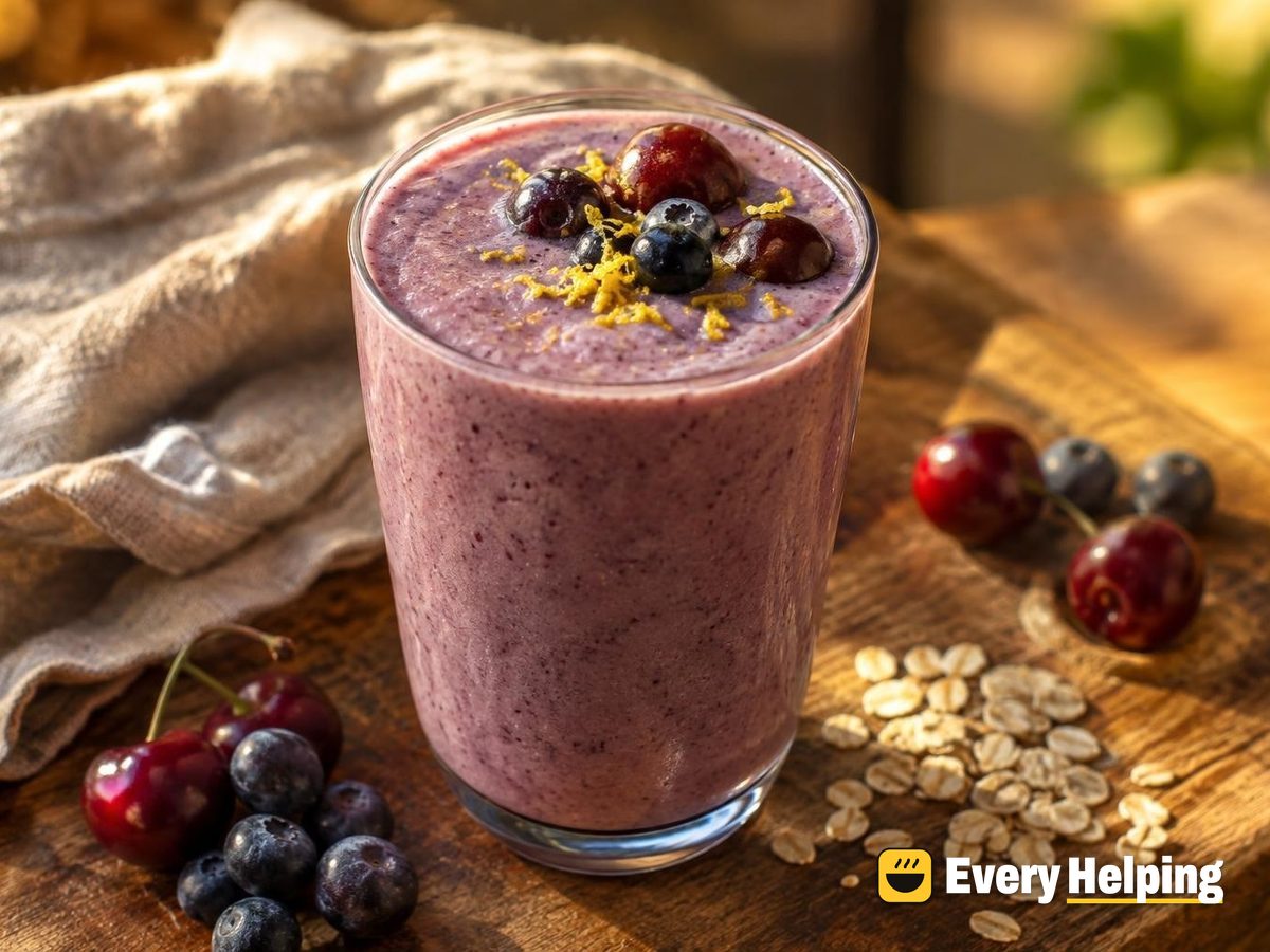 Blueberry Cherry Cottage Cheese Oat Shake