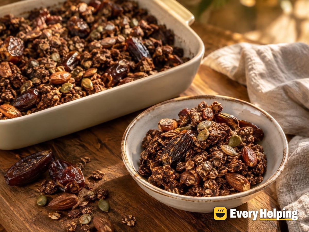 Almond Butter Cocoa Granola with Dates