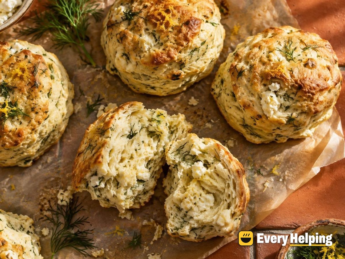 Flaky Dill and Feta Buttermilk Biscuits