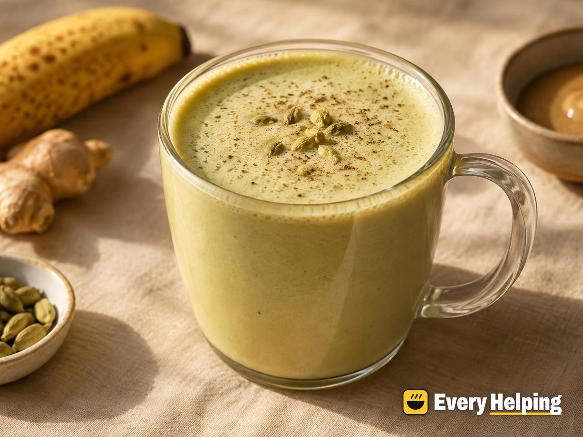 Banana Tahini Cardamom Green Tea Latte