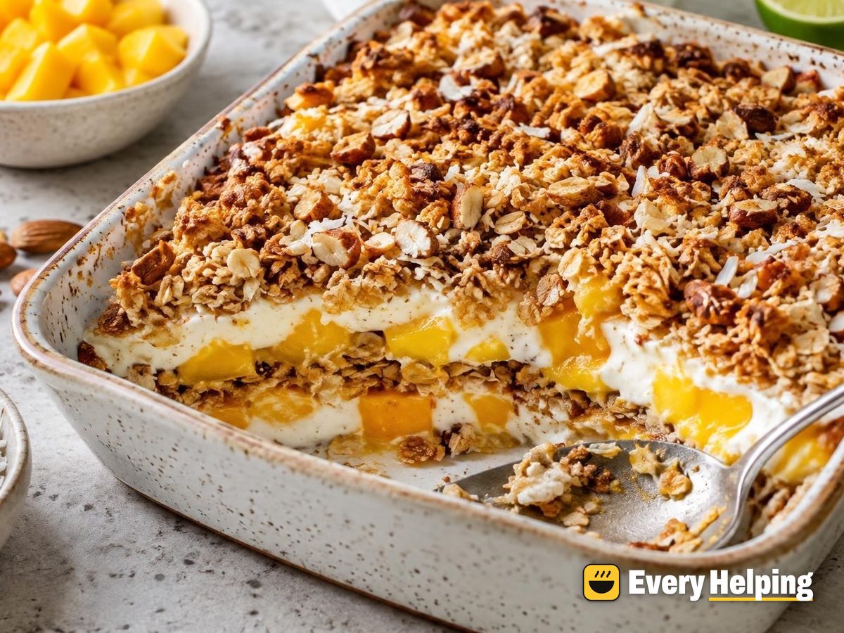 Cardamom Mango Lassi Parfait with Coconut Oat Crunch