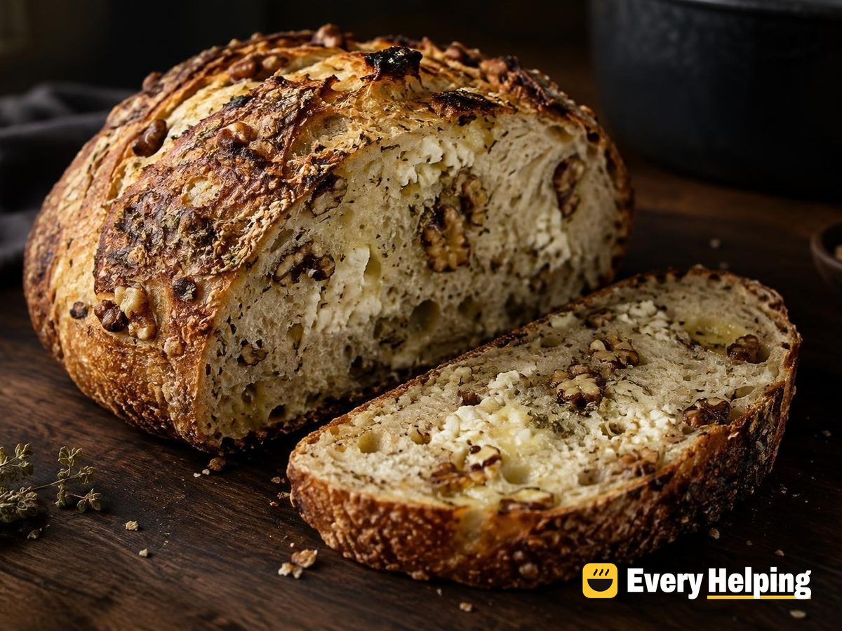 Feta Walnut Oregano Focaccia-Style Sourdough Boule