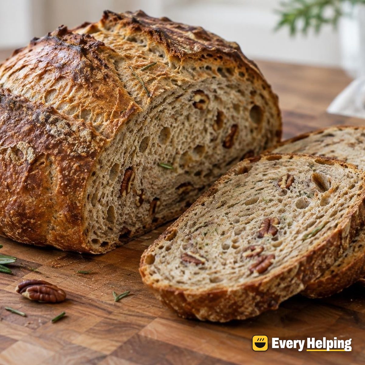 Whole Wheat Rosemary Pecan Sourdough Boule