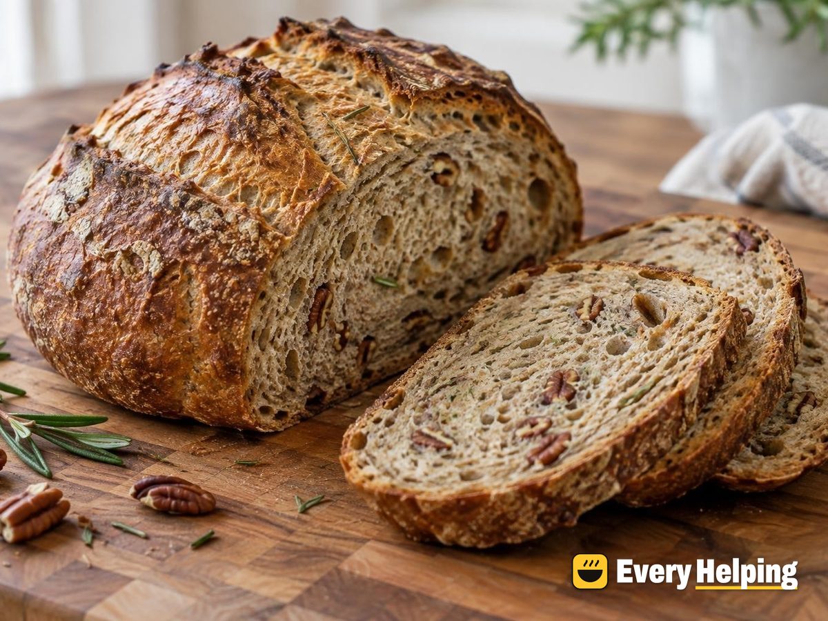 Whole Wheat Rosemary Pecan Sourdough Boule