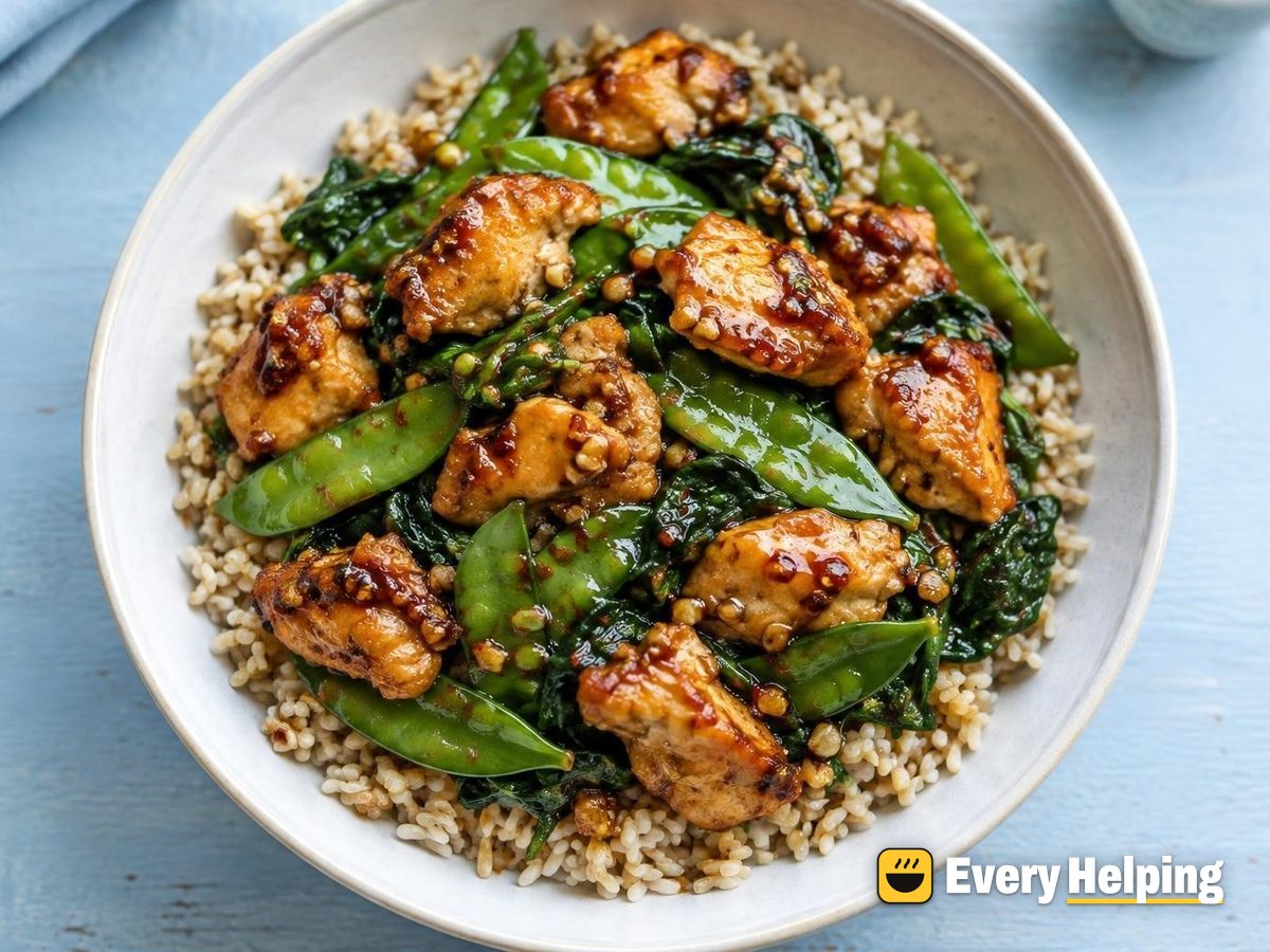 Crispy Chili Garlic Chicken with Brown Rice