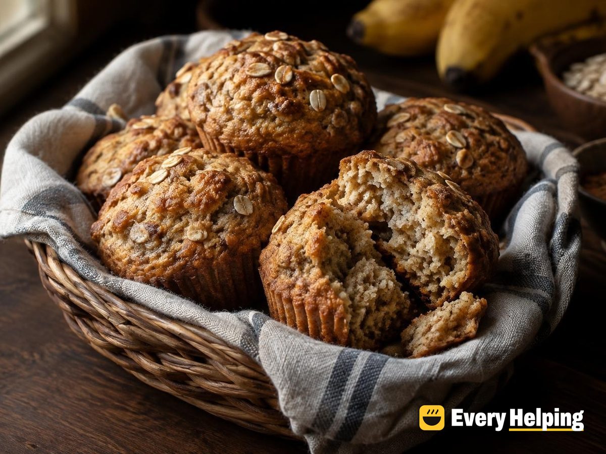 Peanut Butter Banana Blender Oat Muffins