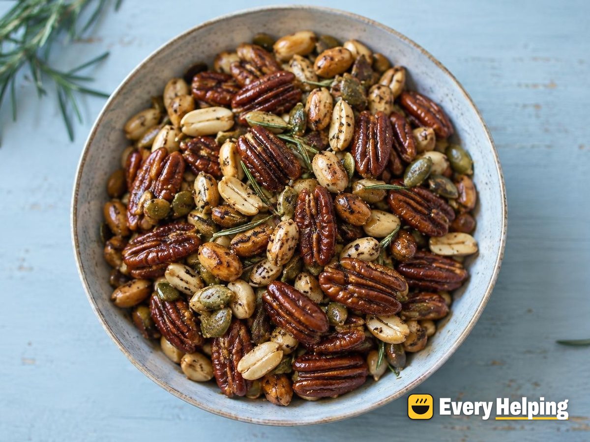 Black Pepper Rosemary Roasted Pecans and Peanuts