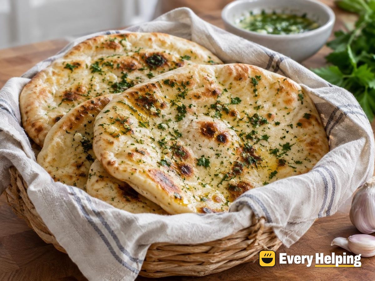Skillet Garlic Yogurt Pita with Parsley
