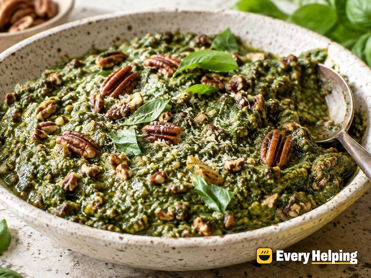 Roasted Garlic Pecan Spinach Pesto