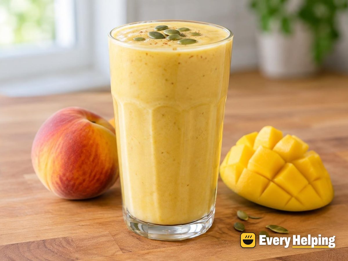 Peach Mango Cardamom Lassi Smoothie