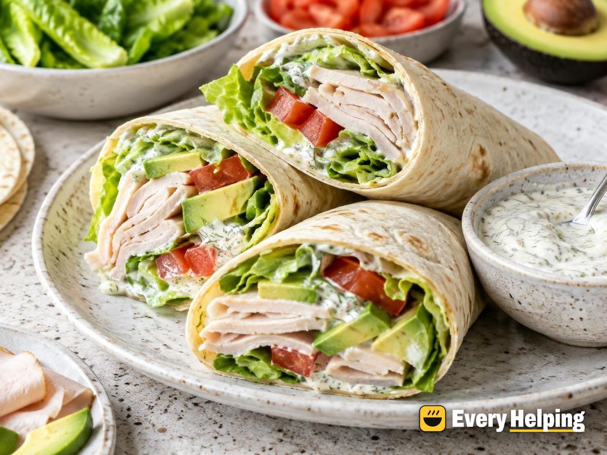 Turkey Avocado Wraps with Dill-Mustard Spread