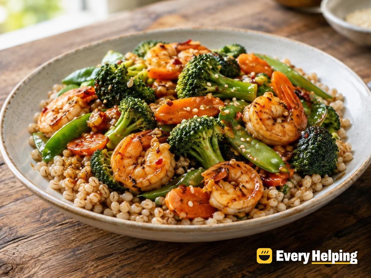 Chili Garlic Shrimp with Broccoli and Barley