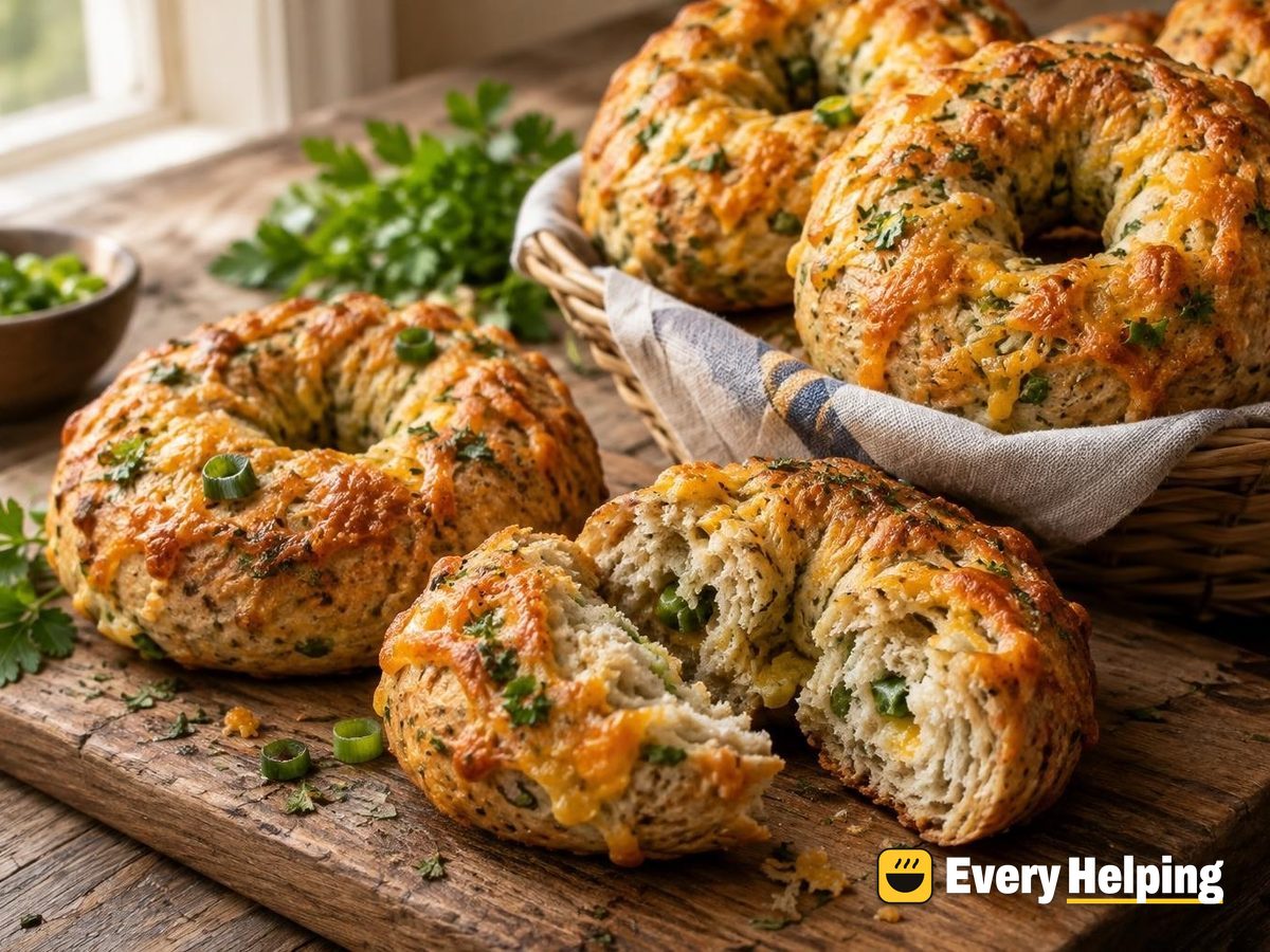 Cheddar Scallion Herb Spelt Bagels